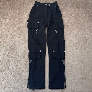 Maniere De Voir Black High-Rise Women’s Cargo Nylon Blend Utility Pants Size 6